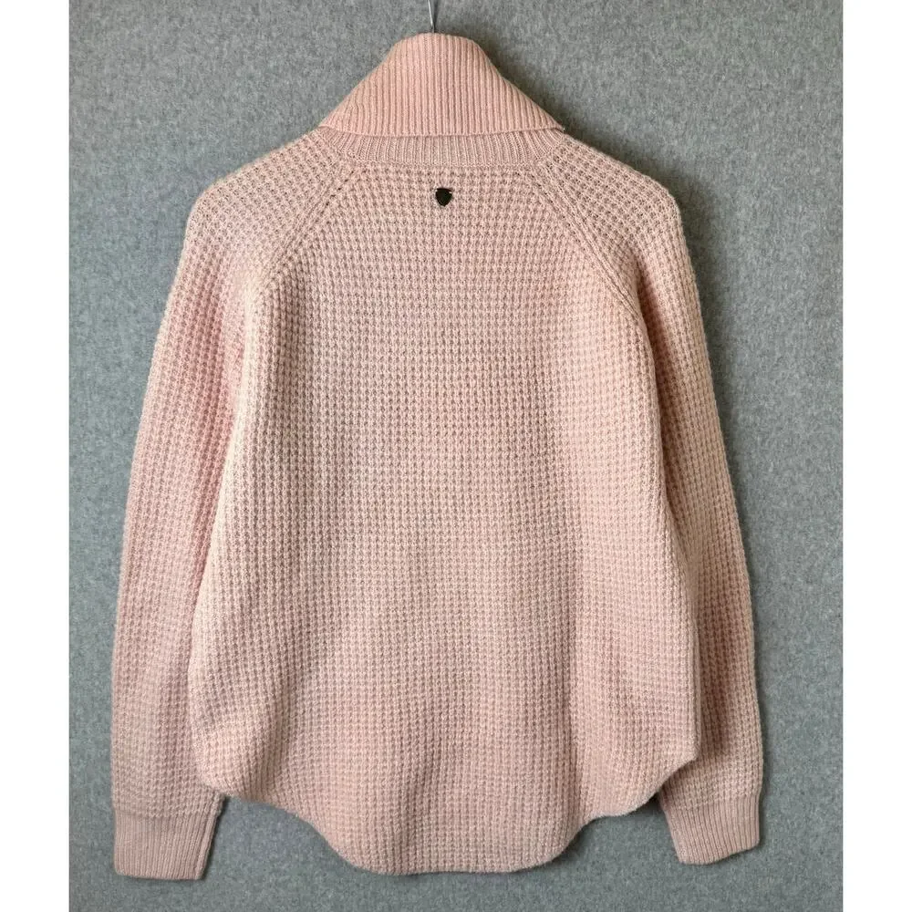 Kuhl Women's Sienna Sweater Medium Pink Waffleknit Turtleneck Cozy Gorpcore